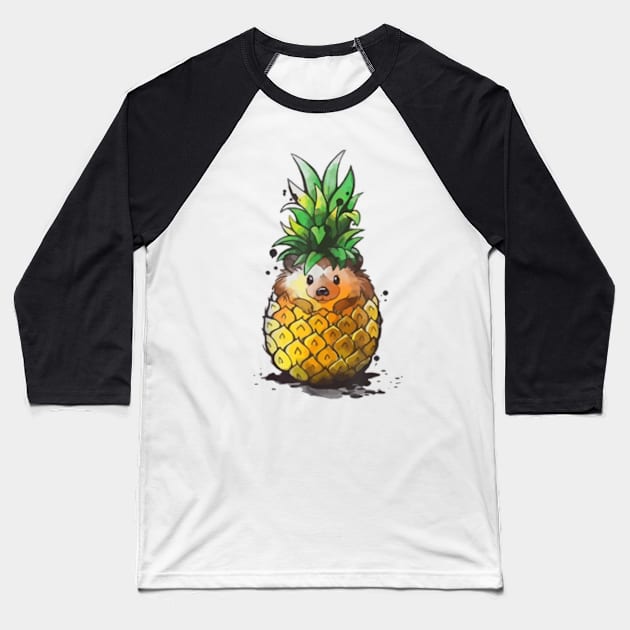 Hedgehog Pineapple Aloha Beaches Summer Hedgehogs Fruit Gift Baseball T-Shirt by YolandaRoberts